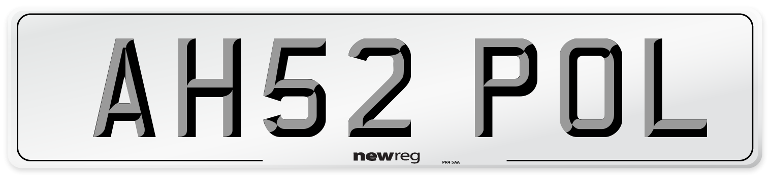AH52 POL Number Plate from New Reg